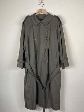 Vintage Burberry Belted Trench Coat Olive Green Mens Size 48